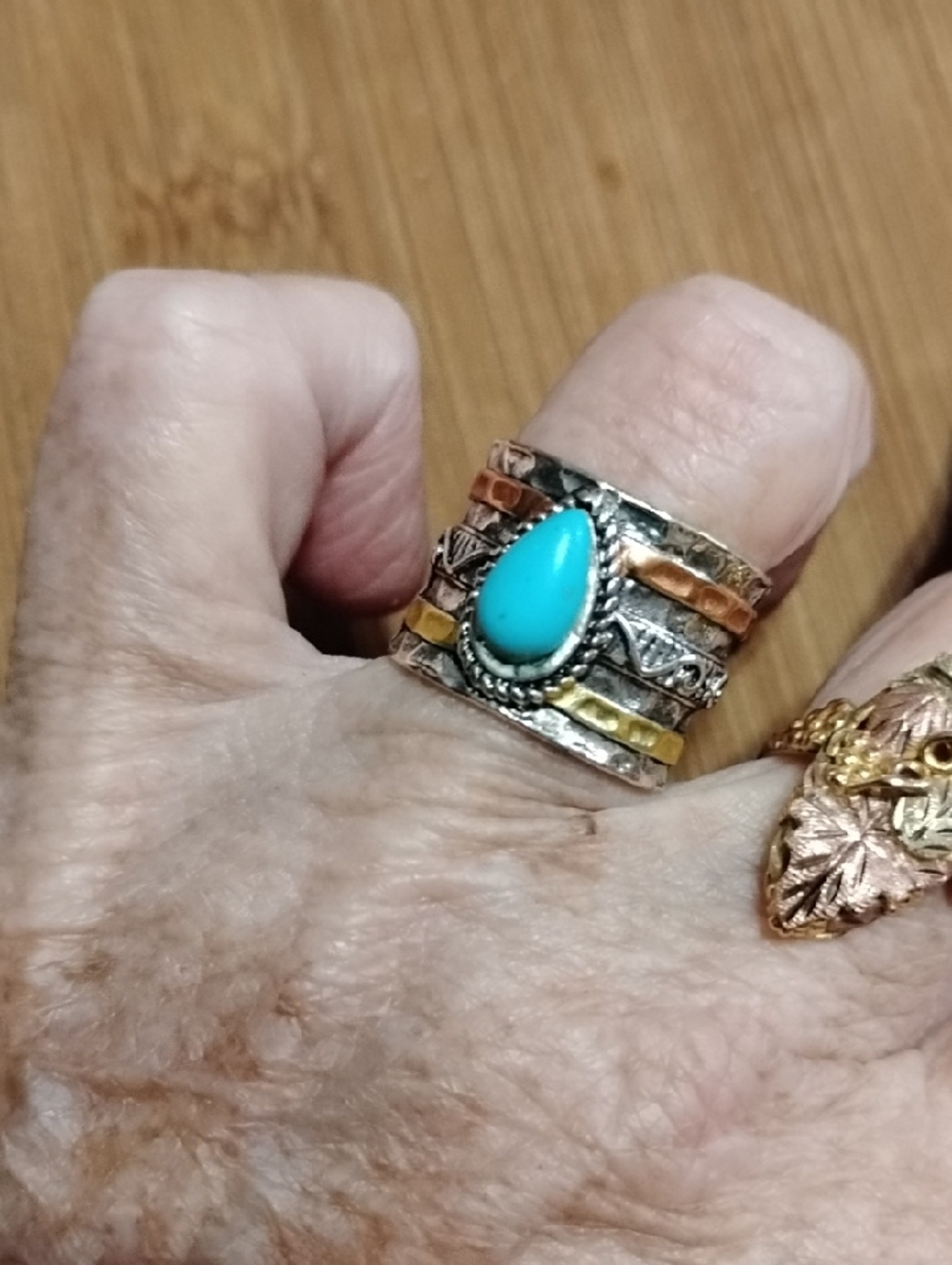 Silver Tone Turquoise Teardrop Statement Ring - Women Jewelry